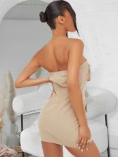 Wrap Chest Zipper Backless Mini Dress GNZD-9632DD