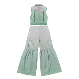 Striped Gradient Sleeveless Wide Leg Pant Two Piece Set MUE-8013