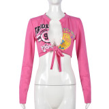 Sexy Print Long Sleeve Bandage T Shirt GNZD-9721TD