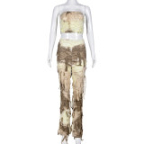 Tie Dye Warp Chest And Pants 2 Piece Set GNZD-7918SG