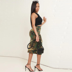 Camouflage Print Split Skirt GNZD-9187DD