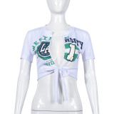 Sexy Print Hollow Out Bandage T Shirt GNZD-9471TD