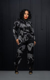 Fashion Printed Shirt Long Pants Two Piece Set OMY-11031
