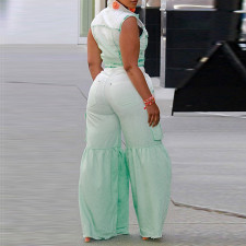 Striped Gradient Sleeveless Wide Leg Pant Two Piece Set MUE-8013