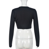 Sexy Print Long Sleeve Bandage T Shirt GNZD-9721TD