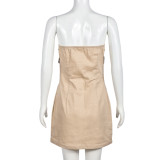 Wrap Chest Zipper Backless Mini Dress GNZD-9632DD