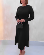 Long Sleeve Solid Color Maxi Dress OMY-11033
