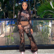Tie Dye Tassel Crop Tops Pants Casual Set GNZD-9654SD