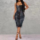 Slim Fit Tie-Dye Sleeveless Midi Dress GNZD-7926DG