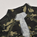 Camouflage Zipper Long Sleeve Stand Up Jacket GNZD-9527TD
