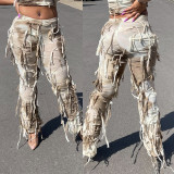 Tassel Lace-Up Casual Micro Flared Pants GNZD-7801PG