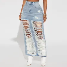Fashion Slit Tassel Denim Half-body Skirt GNZD-9488DD