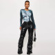 Shrink Pleat Skinny Straight Leather Pants MUE-8023