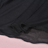 Contrast Color One Shoulder See Through T-shirt GNZD-9653TD