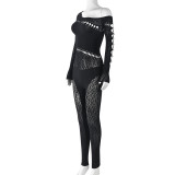 Sexy Hollow Out Knit Jumpsuit GNZD-9833JD