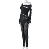 Sexy Hollow Out Knit Jumpsuit GNZD-9833JD