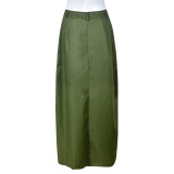 Slit Drawstring Pleated Half-body Skirt GNZD-9131DD