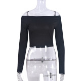 One Shoulder Backless Solid T Shirt GNZD-9666TD
