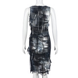 Slim Fit Tie-Dye Sleeveless Midi Dress GNZD-7926DG