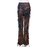 Tassel Lace-Up Casual Micro Flared Pants GNZD-7801PG
