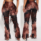 Tassel Lace-Up Casual Micro Flared Pants GNZD-7801PG