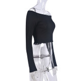 One Shoulder Backless Solid T Shirt GNZD-9666TD