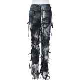 Tassel Lace-Up Casual Micro Flared Pants GNZD-7801PG