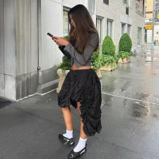 Pleated Irregular Loose Half Skirt GNZD-41048SG