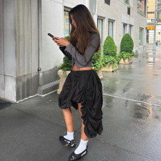Pleated Irregular Loose Half Skirt GNZD-41048SG