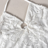 Sexy Hollow Out Hole Sleeveless Skirt Two Piece Set GNZD-9728SD