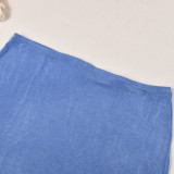 Sexy Tie Up Pleated Crop Tops Two Piece Skirts Set GNZD-9607SD