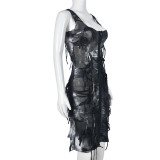 Slim Fit Tie-Dye Sleeveless Midi Dress GNZD-7926DG
