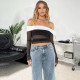 Contrast Color One Shoulder See Through T-shirt GNZD-9653TD