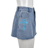 Denim Gross Embroider Half-body Skirt GNZD-8851PD