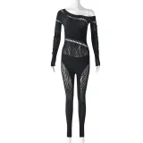 Sexy Hollow Out Knit Jumpsuit GNZD-9833JD