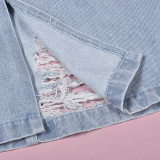 Fashion Slit Tassel Denim Half-body Skirt GNZD-9488DD