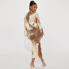 Tie Dye Tassel Crop Tops And Skirts 2 Piece Set GNZD-31275SY