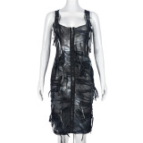 Slim Fit Tie-Dye Sleeveless Midi Dress GNZD-7926DG