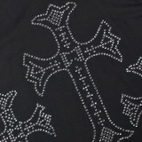 Cross Hot Rhinestone Sleeveless Hooded Maxi Dress GNZD-9658DD