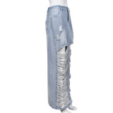 Fashion Slit Tassel Denim Half-body Skirt GNZD-9488DD
