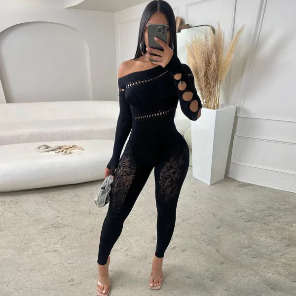 Sexy Hollow Out Knit Jumpsuit GNZD-9833JD