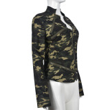 Camouflage Zipper Long Sleeve Stand Up Jacket GNZD-9527TD