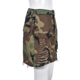 Camouflage Print Washed Mini Skirt GNZD-9236DD