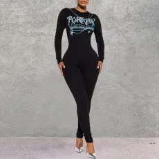 Fashion Print Long Sleeve Jumpsuit GNZD-7979JG