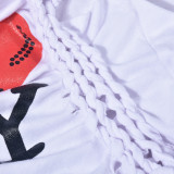 Print Tie Up V Neck T Shirt GNZD-7950TG
