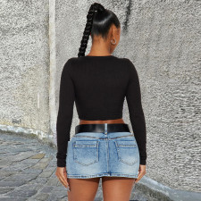 Long Sleeve Print Short T Shirt GNZD-9725TD