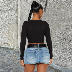 Long Sleeve Print Short T Shirt GNZD-9725TD