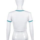 Print Short Sleeve Tight Short T Shirt GNZD-7889TG