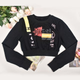 Print O Neck Long Sleeve Sweatshirt GNZD-9609TD