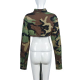 Camouflage Print Sexy Waistless Irregular Coat GNZD-7978TG
